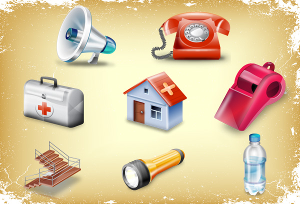 Earthquake Prevention icon set